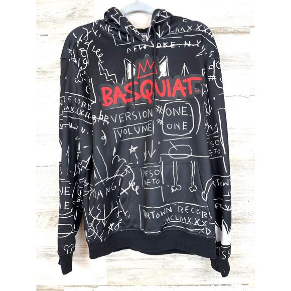 Reason Mens M Black White Jean-Michel Basquiat Graphic Pullover Hoodie NEW